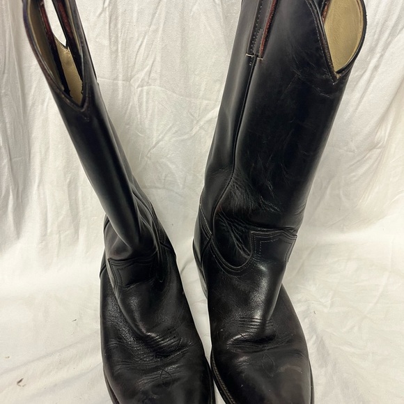 Classic Black Leather Cowboy Boots 10.5 D made in usa unlabeled - Picture 2 of 6